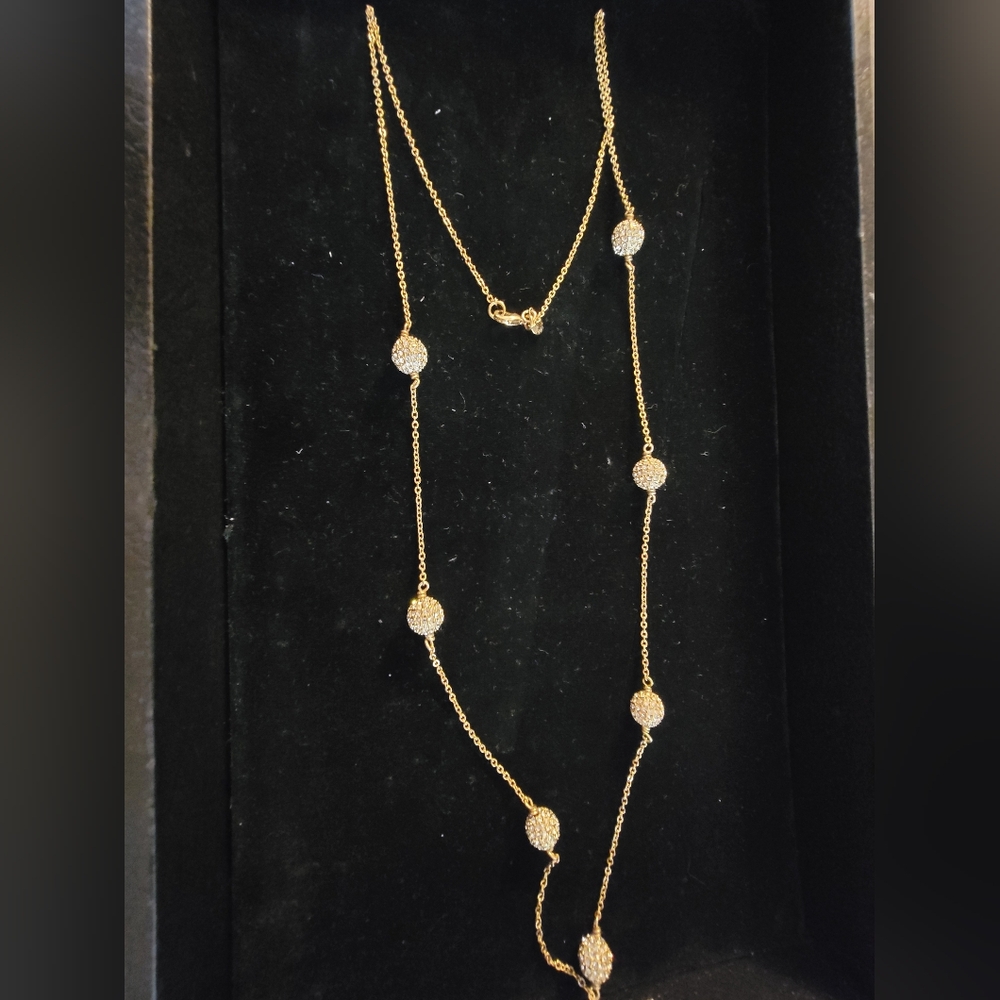 EUC J Crew Goldtone Disco Ball Necklace 36"